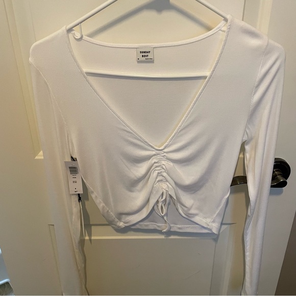 Sunday best vida top shirt blouse never worn NTW m white long sleeve coquette - Picture 4 of 10